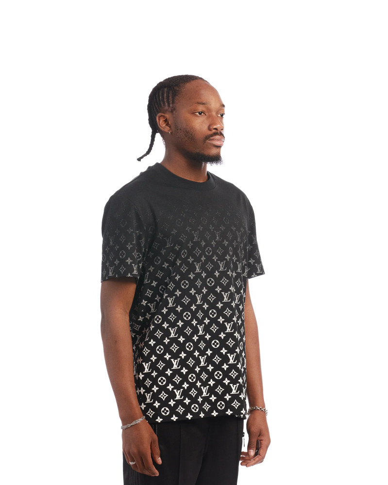 Louis Vuitton LV Monogram Logo Gradient Cotton Crewneck T-Shirt Black Size M