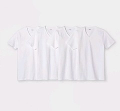 Men’s 4pk V-Neck T-Shirt Goodfellow & Co White 100% Cotton Lightweight Small