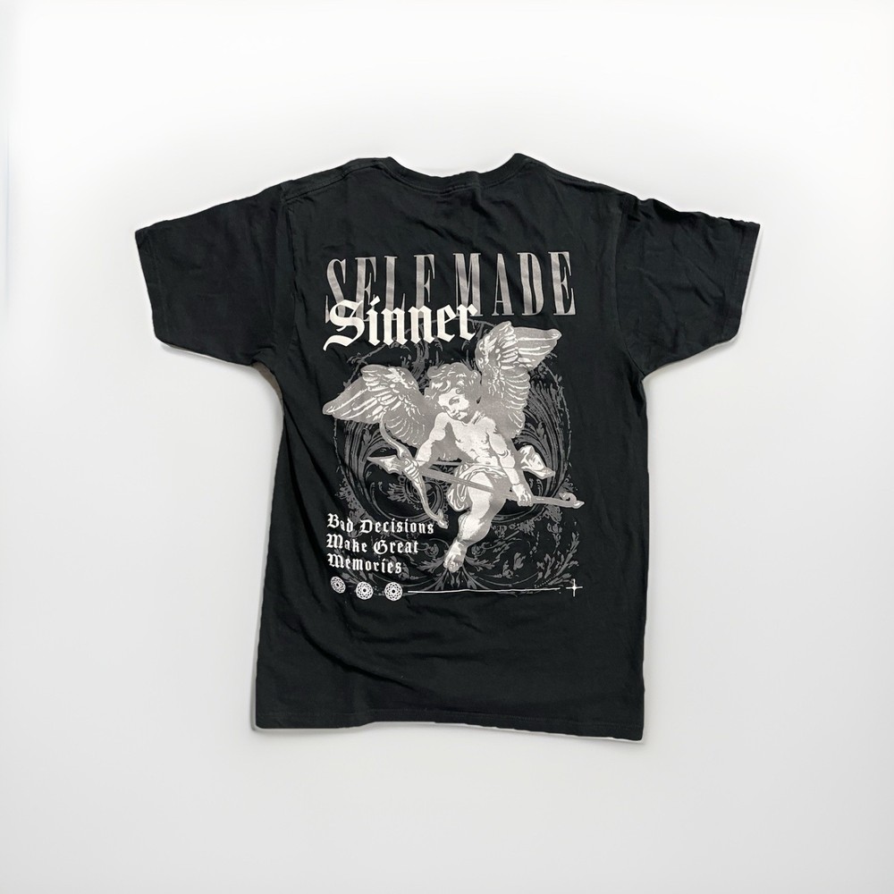 Eighty Eight T-shirt SELF MADE SINNER 🖤Gothic Cherub Angel🪽 Halloween SZ M BLK