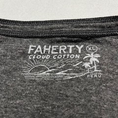 Faherty Cloud Cotton Henley Shirt Mens Charcoal Gray Pima Cotton Modal Long XL