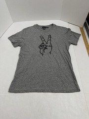 French Connection Embroidered Peace Graphic Tee Grey Size S C49
