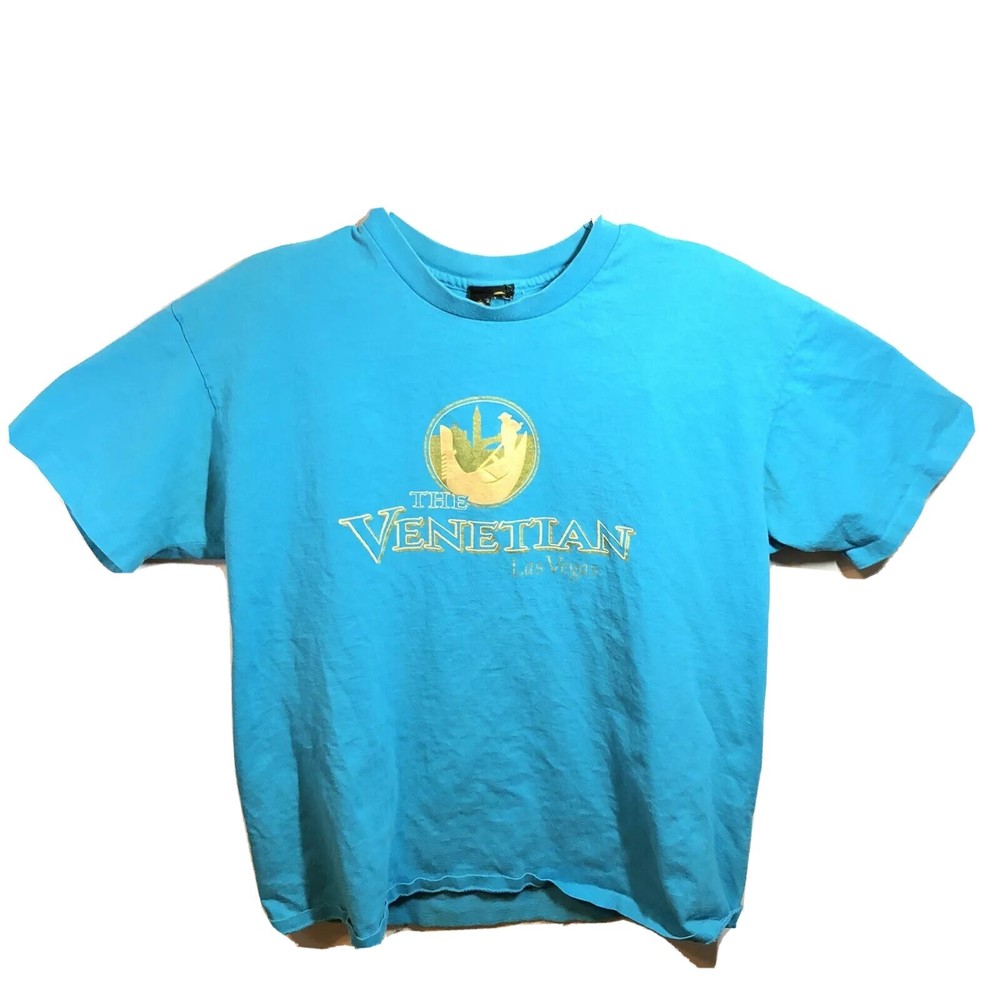 Vtg The Venetian Hotel Las Vegas Blue Shirt- Size Men’s Medium Single Stitch.
