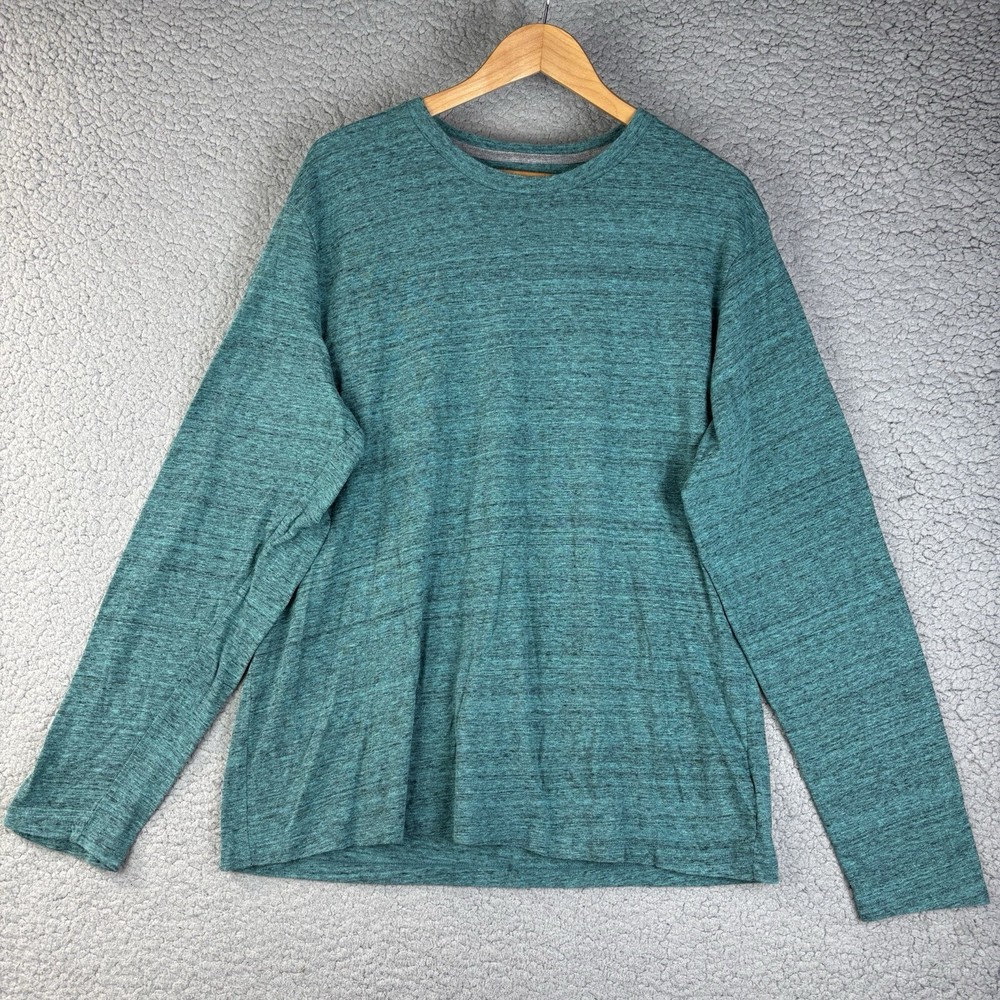 Old Navy Soft Washed Shirt Green XL Long Sleeve Pullover Crew Neck Marled Mens