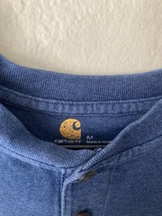 Carhartt Pocket Henley Tee Men Medium Blue Short Sleeve Workwear Casual Logo