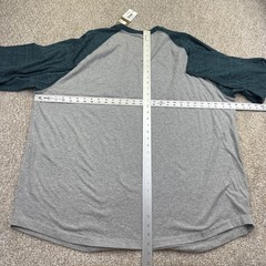 NEW Foundry T Shirt Mens Big Size 3XL Gray Teal Blue Long Sleeve Raglan Pocket