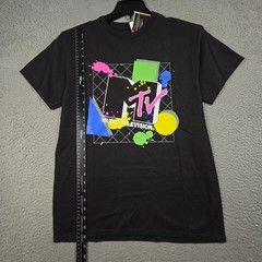 MTV MUSIC TELEVISION SHIRT Mens Medium BLACK MUSIC Casual Retro 90s 80s NWT