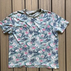 Free Planet Tropical T-Shirt Mens Large Blue Green Pink Boho Paradise Beachwear