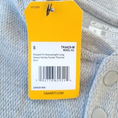 NWT Carhartt SMALL Relaxed Fit Heavyweight L/S Henley Pocket Thermal Shirt Gray