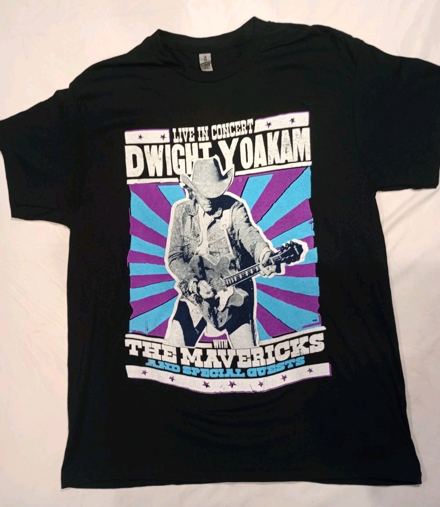 Dwight Yoakam Cosmic Roundup & Rodeo Tour Shirt Large Black Concert Mavericks