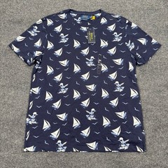Polo Ralph Lauren Sailboat Print T-Shirt Mens Size XL Navy Custom Slim Fit NWT