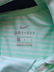 Nike Dri-FIT Men’s Golf Polo Shirt Mint Green White Striped Short Sleeve M