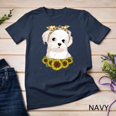 Girls Women Mom Maltese Dog Sunflower Gift T-Shirt Unisex T-shirt