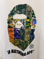 A Bathing Ape BAPE Multi Camo Ape Head T Shirt White Size M