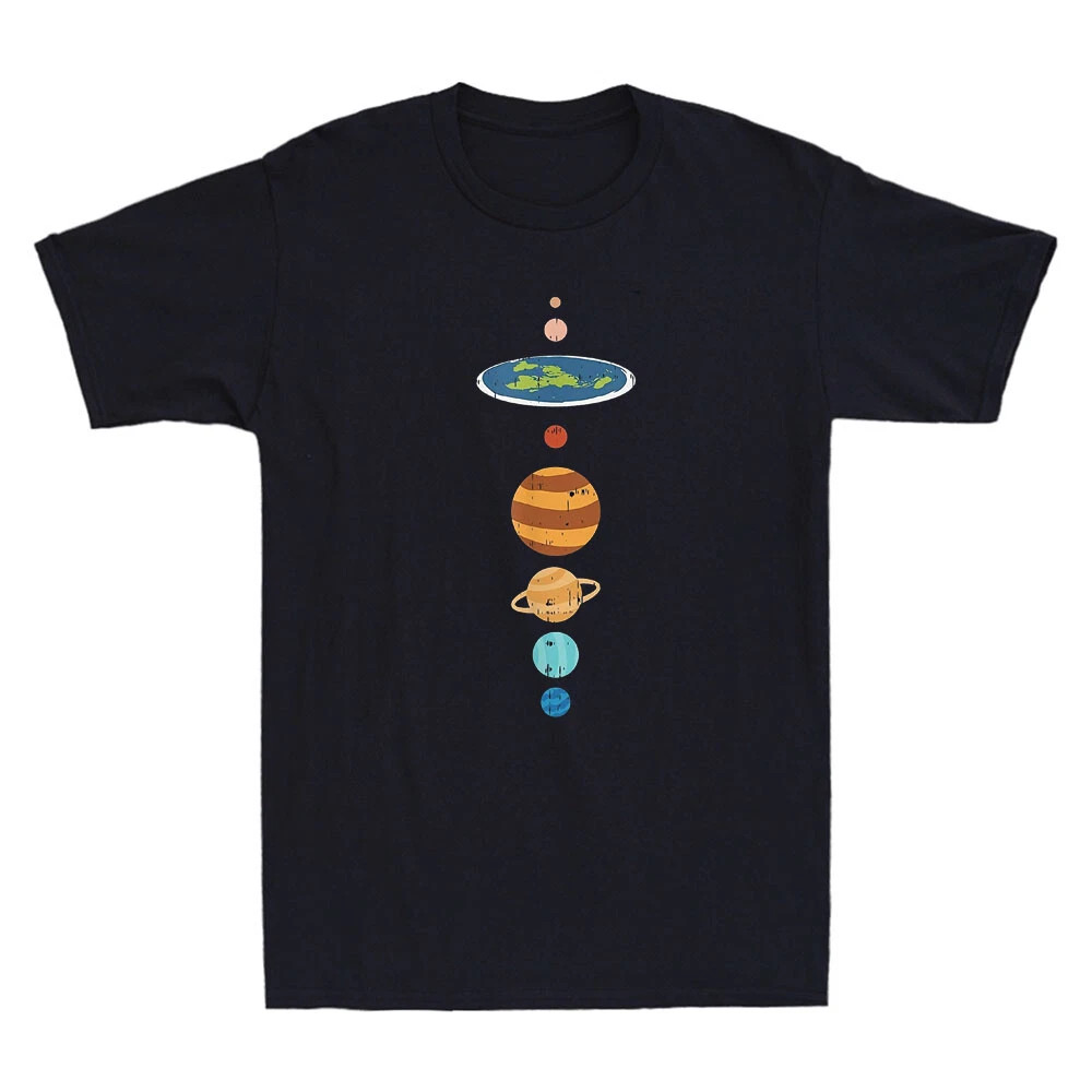 Flat Earth And Planets Funny Conspiracy Theory Earthers Gift Retro Men’s T-Shirt