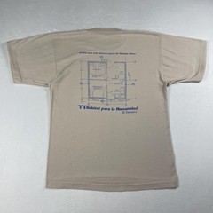 Vtg 80s Habitat For Humanity Tee L Beige El Salvador Floorplan Blueprint Art USA