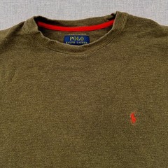 Polo Ralph Lauren Waffle Knit Thermal Shirt Men Large Olive Cotton Preppy Y2K
