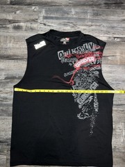 Quiksilver Graphic Logo Print T-Shirt Black Men’s XL Sleeveless Crew Neck