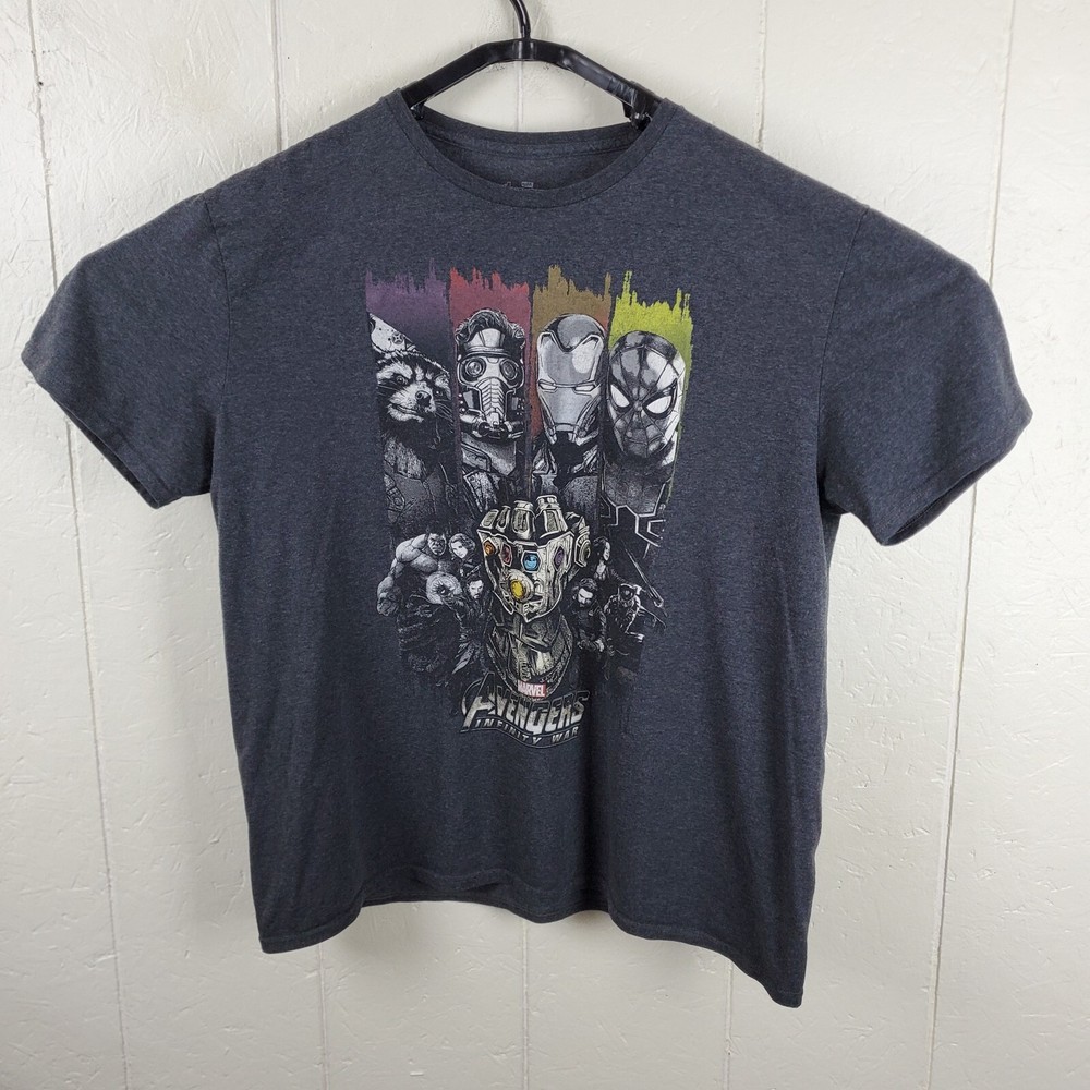 Avengers Infinity War Shirt Mens Extra Large Gray Crew Neck Short Sleeve Graphic