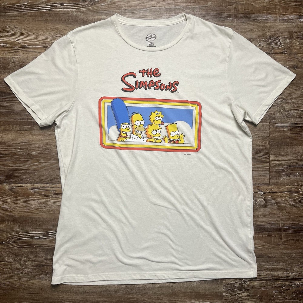 The Simpsons Family Portrait Graphic T-Shirt Men’s Size XL Sea Salt/Off White
