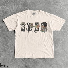 Cats Books Comfort Tee Men Women Unisex