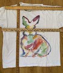 Vintage 90s Single Stitch T Shirt Hand Painted Watercolor Brush Work Rabbit