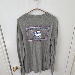 Southern Tide Skipjack Logo Graphic Print Crew Neck Long Sleeve T-Shirt Gray M