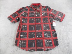 Vintage Mecca Shirt Short Sleeve Mens Medium Button Down Check Red Black AOP NWT