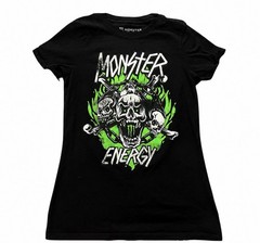 Monster Energy Black Graphic T-Shirt Green & White Energy Drinks Theme