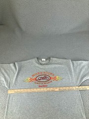 Vintage Motorcycle Shirt Mens Large Gray Y2K Flames Biker Work Sucks Lets Ride