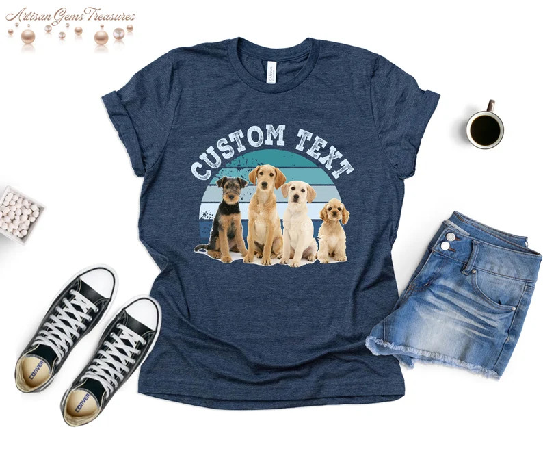 Custom Pet Photo Retro Comfort Tee Personalized Dog Cat Lover Gift Shirt