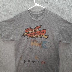 Street Fighter Shirt Adult Medium Gray Retro Video Games Graphic Tee Pop Culture