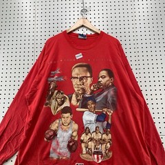 Vintage Black Heritage Legendary Hero’s Shirt Mens 3XL Red Ali Malcom X King