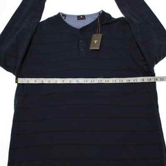 Left Coast Tee NWD Long Sleeve Reversible Henley T-Shirt Size M in Blue Cotton