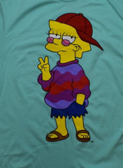 The Simpsons Mens Cool Lisa Simpson Peace Fingers Celadon Shirt New XS-3XL