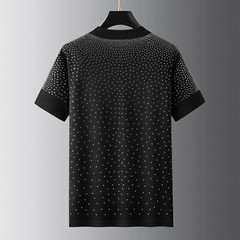 New Fashion Skull Trend Rhinestone Summer Short Sleeve Luxury Men T-Shirt