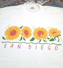 Vintage 90s San Diego Sunflowers T-Shirt Size Large Single Stitch White
