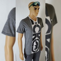 NWT ECKO UNLTD MEN’S SHORT SLEEVE V-NECK TSHIRT GRAY SIZE S BIG LOGO G.MARLED