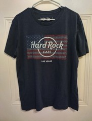 Hard Rock Cafe Las Vegas Patriotic Shirt Large American Flag Blue BG8