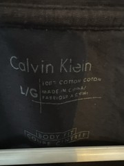 Calvin Klein Body Fit Coupe Cintree Contrast Trim Black Grey V Neck Pocket L Men