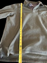 Mens LL Bean Long Sleeve Shirt Large Outdoor Army Green 1/4 Button Pull On
