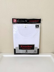 Knocker Men’s White A-Shirts Ribbed Sleeveless Tank Top Shirt 3 Pieces Lot Large