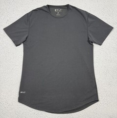 BYLT Drop Cut LUX Shirt Mens Large Black Short Sleeve Curved Hem Tagless Tee