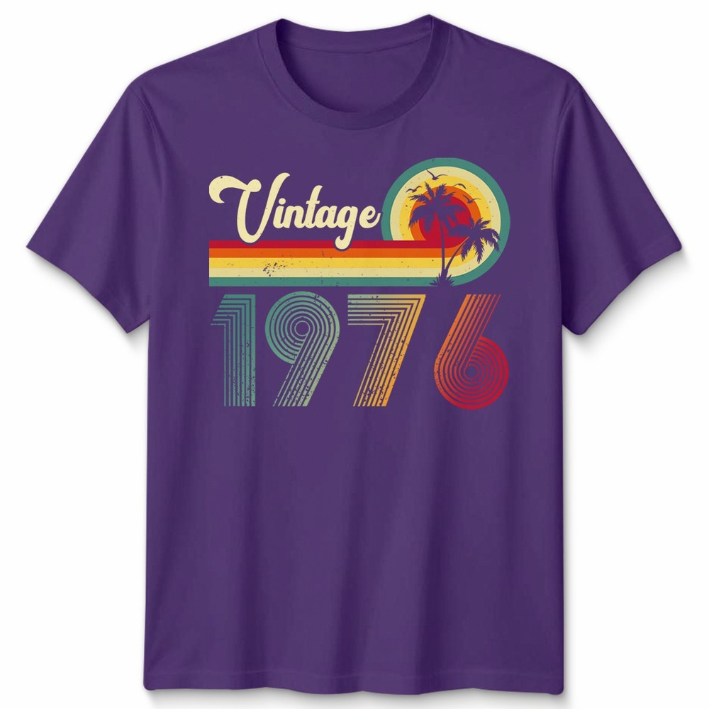 Vintage 1976 50th Birthday Unisex T Shirt Gift Tee For Women Mum Grandpa