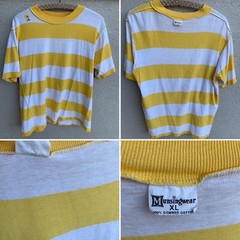 Vintage Striped T Shirt Combed Cotton Munsingwear Surf Mod Combed Cotton Sz XL