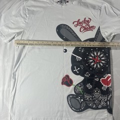BKYS Black Keys Lucky Charm White T Shirt w/ Red Embroidered Bunny Doll M