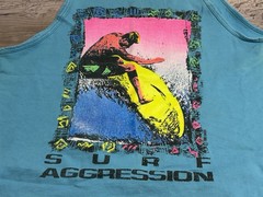 Vintage Body Ragz Shirt Mens Size M Rainbow Surfer Tank Top 80s 90s Retro Neon