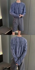 Men’s Distressed Long Sleeve T-Shirt Harajuku Aesthetic Ripped Pullover Top