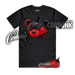 Foamposite One Stranger Black Bright Crimson Red Lightning T Shirt Match BEAR