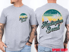 2 Sided Huntington Beach Surf City California Vintage Badge T-Shirt