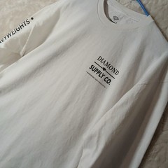 Diamond Supply Co Mens White Long Sleeve Graphic T-Shirt Hardware Heavyweights L